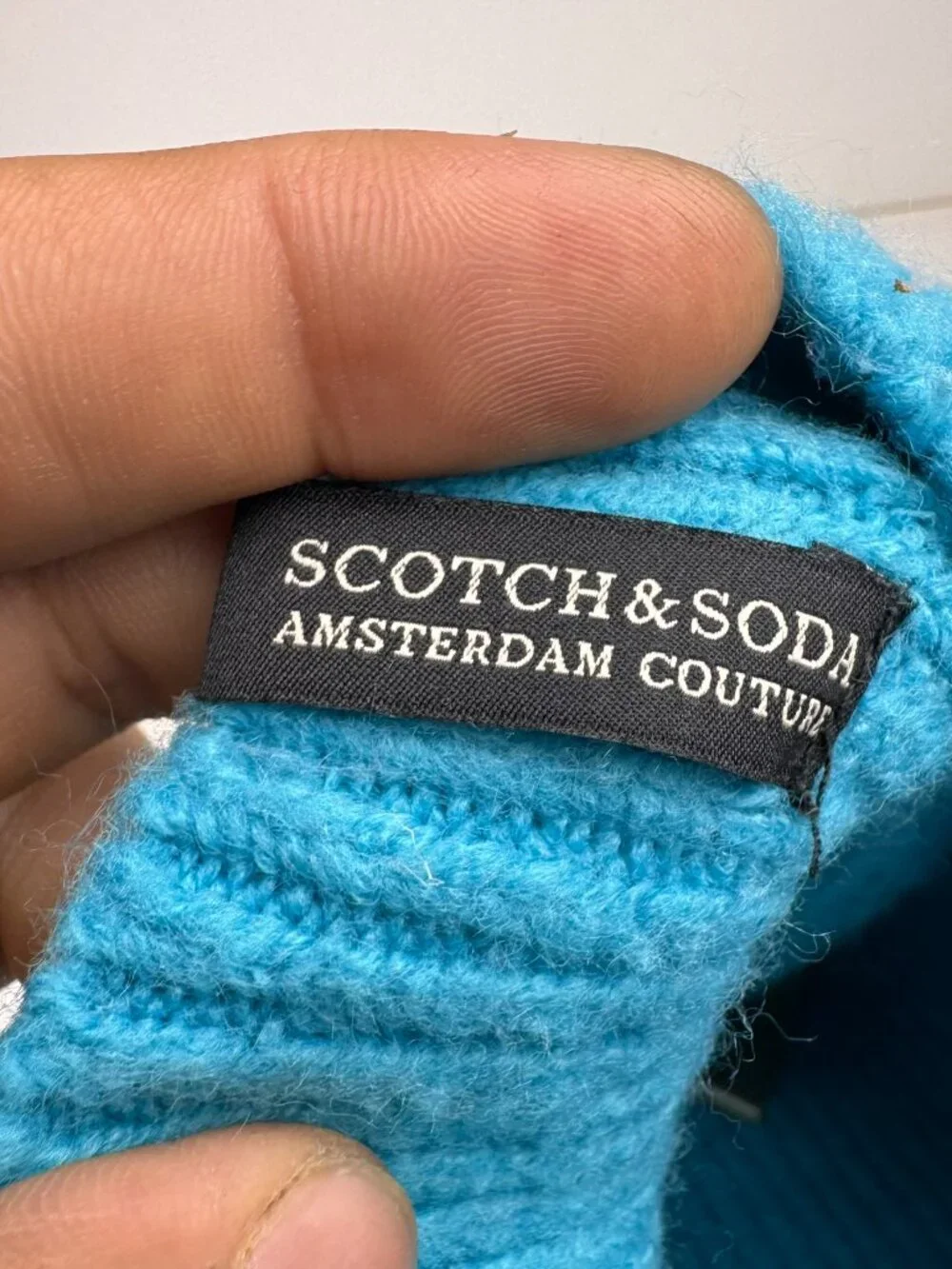 Scotch & Soda Amsterdam Couture Bright Blue Ribbed Knit Beanie Winter Hat Small